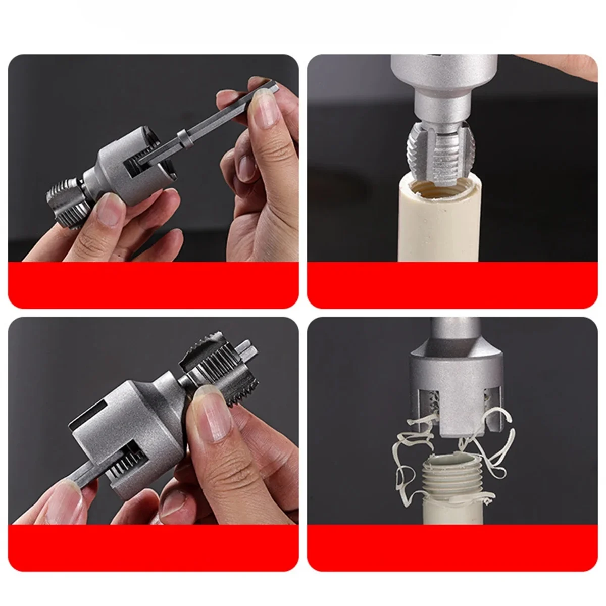 A002 DN15 DN20 Pipe Threading Tool Hex Shank Die Internal External Threads 4 Points Pvc Pipe Threader PPR Water Pipe Opener