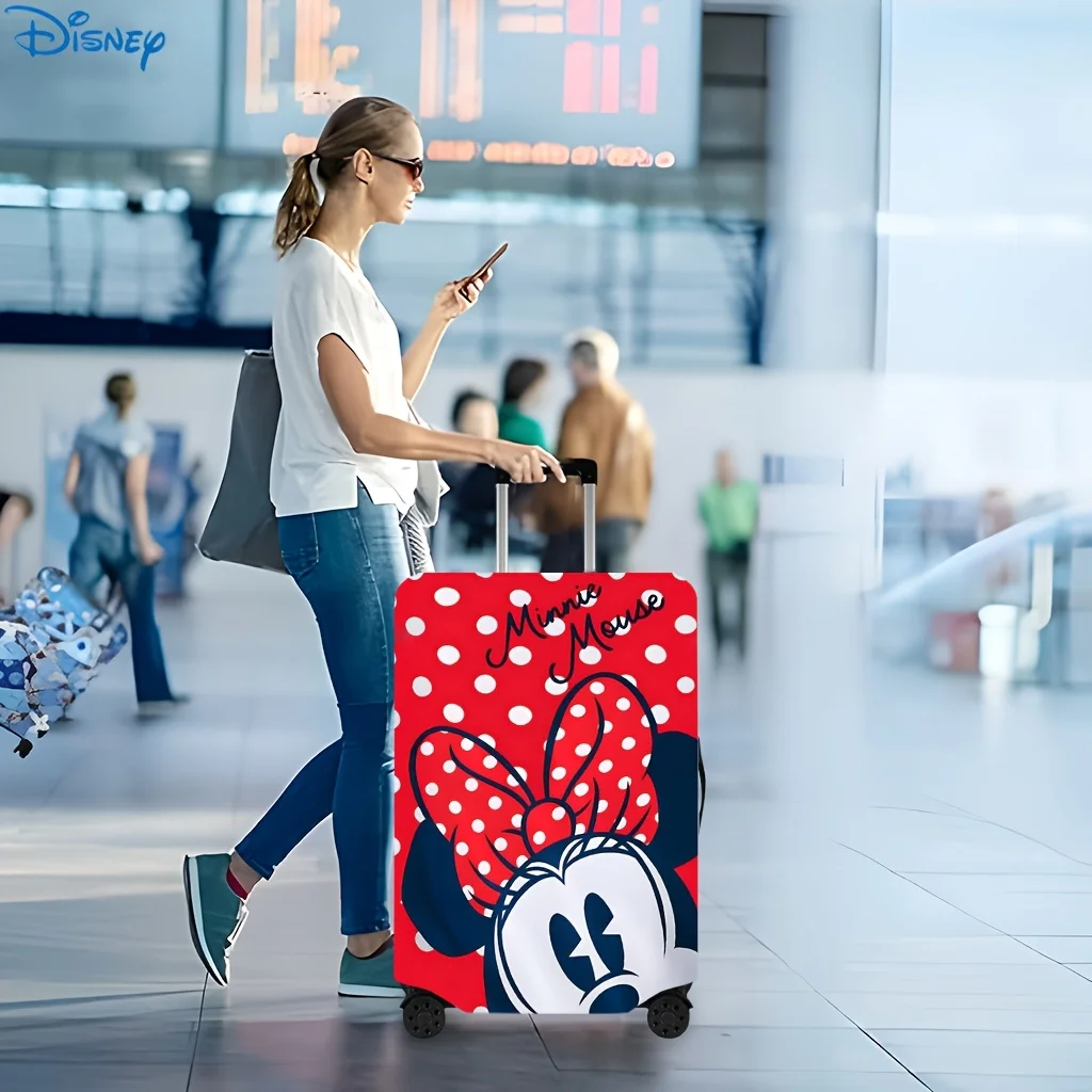 

1 Minnie Mouse Red and White Polka Dot Luggage Cover - Elastic Polyester Fiber Dustproof Lightweight Travel Luggage Cover
