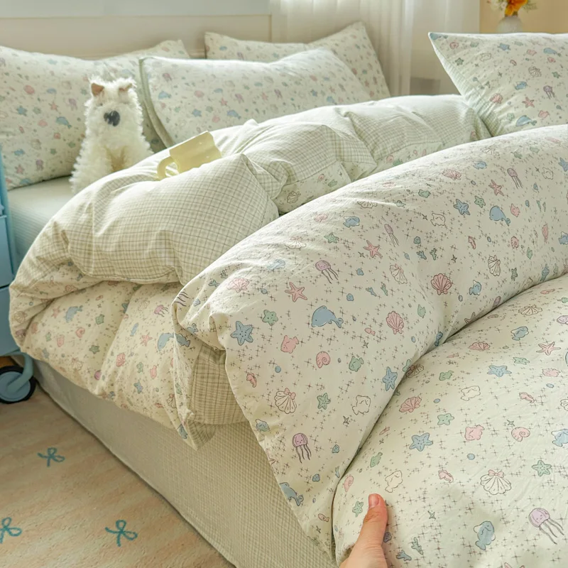 Marine Animals Printed  Duvet Cover Cute Cartoon Style housse de couette for Adult/Kids Single/Queen Size funda nordica 150 cama