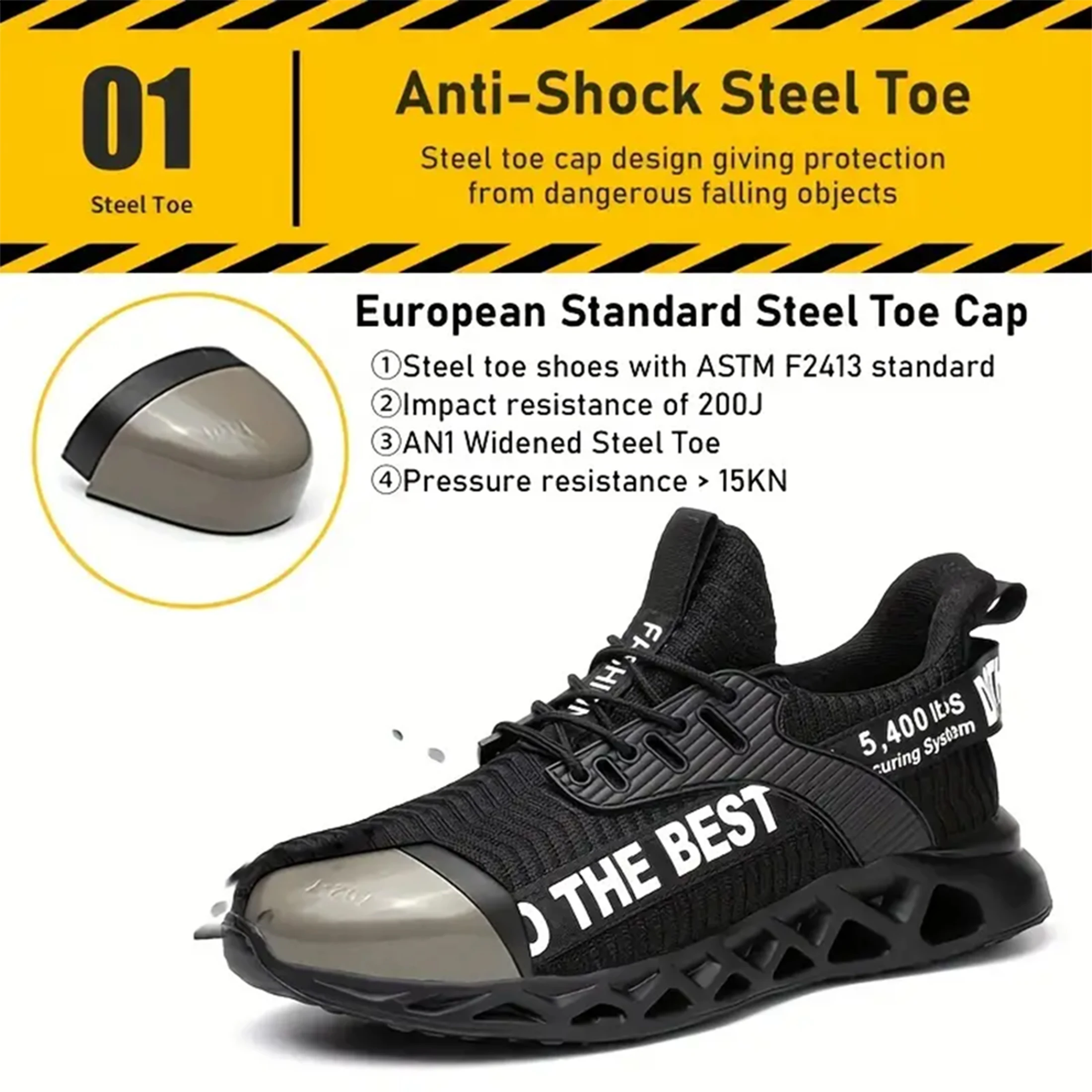 Indestructible Steel Toe Shoes for Men Women Anti-Puncture Work Shoes Comfortable Breathable Work Safety Protective Sneakers