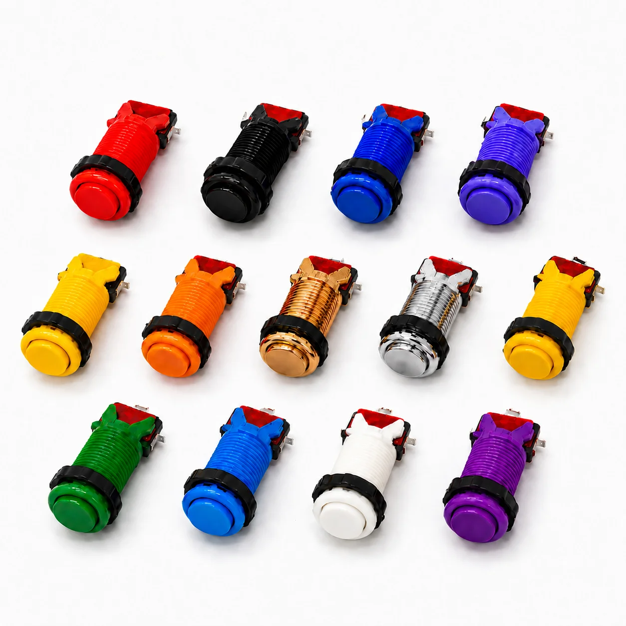 10PCS 28mm Short American Style Arcade Push Buttons with Microswitch for MAME JAMMA DIY Game Cabinet