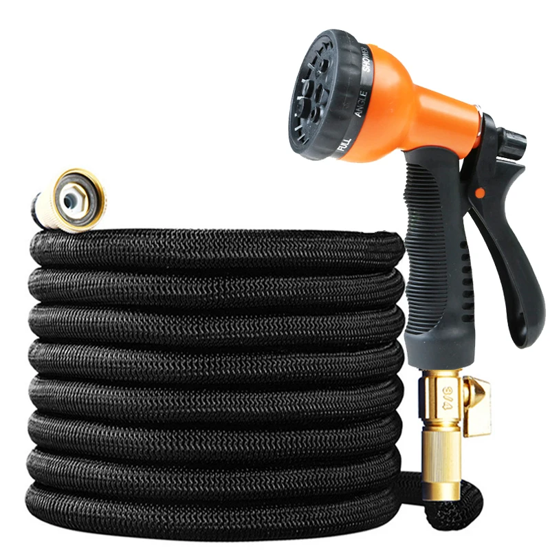 Tubería de agua expandible, tubo interior de TPE, pistola de agua de alta presión, pistola pulverizadora ajustable, adecuada para jardines y lavado de coches