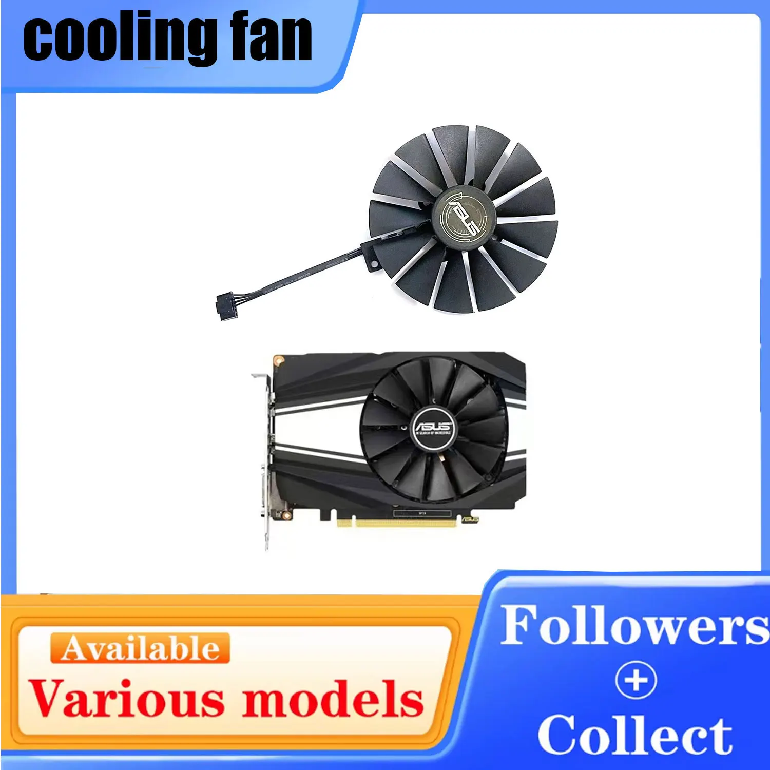 95MM 6PIN FDC10U12D9-C PLD10010B12HH GPU Fan Suitable for ASUS PH-GTX 1660Ti GTX 1660 PH-GTX 1660S PH-RTX 2060-6G Graphics Card