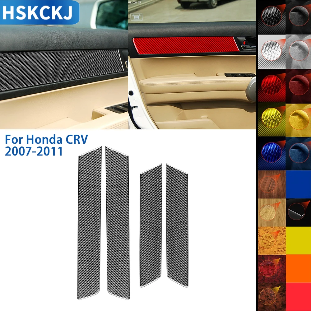 

For Honda CRV 2007-2011 Accessories Carbon Fiber Car Interior Inner Door Panel Decorative Strip Cover Trim Sticker