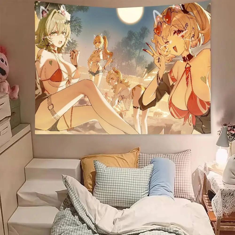 حار فتاة بورنيس الأبيض Zenless منطقة صفر لعبة نسيج شعبية غرفة الديكور قماش مزخرف جداري غرفة الفن ديكور المنزل جدار ديكور فني