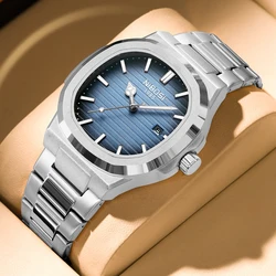 NIBOSI Brand Luxury Stainless Steel Square Quartz Men Watch Waterproof Luminous Date Business Male Watches Relogio Masculino