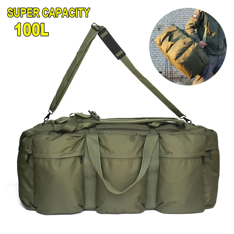 

Outdoor Travel Luggage Bag 100L Super Large Handbag Men Tactical Military Backpack Camping Storage Bag Camo Army Green Pack