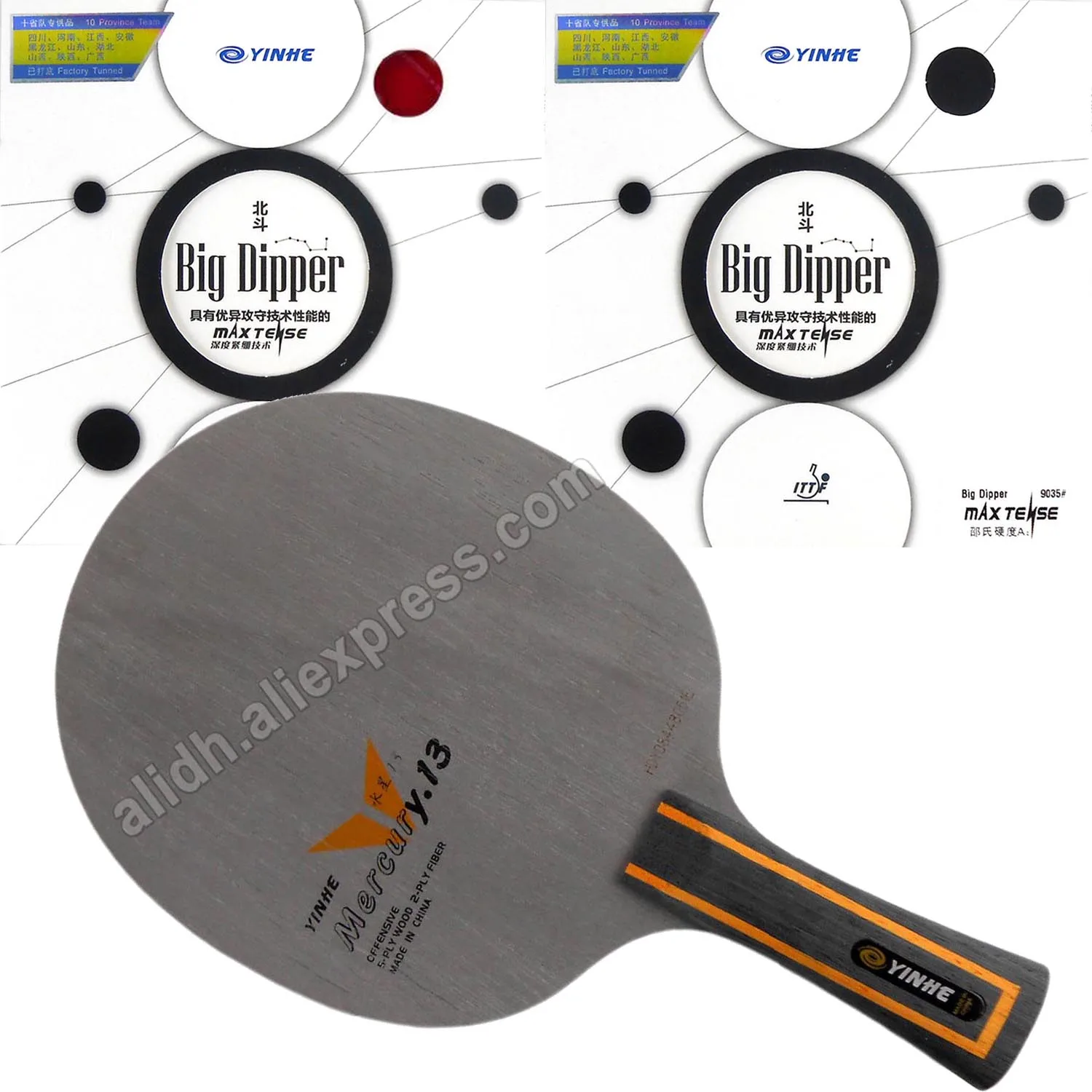 

Pro Combo Racket YINHE Mercury.13 Y-13 Table Tennis blade with 2Pieces YINHE Big Dipper Factory Tuned Pips-In PingPong Rubber