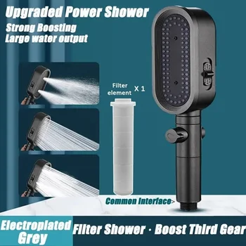 Nieuwe hogedrukdouchekop 3-modi verstelbare spray met massageborstelfilter Regendouche Kraanslang Badkameraccessoireset