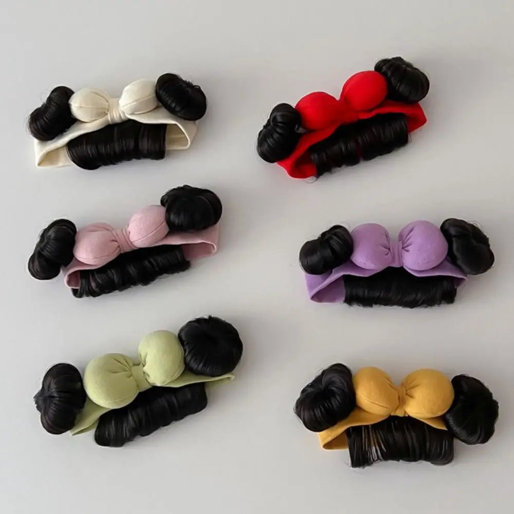 Fashion Bowknot Baby Hair Bands Wig Cotton Fluffy Infant Hairpiece Breathable Cute Bangs Chignons Headband Toddler