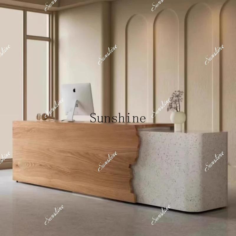 Log color front desk reception desk B & B cashier clothing store bar customization  FT