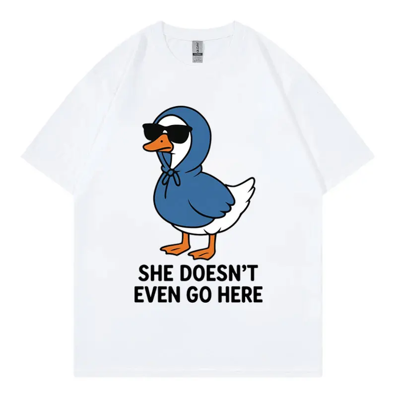 Cute Duck Sunglasses Funny Meme Graphic T Shirts High Street Fashion Trend Short Sleeve T-shirt Unisex Casual Cotton T-shirts