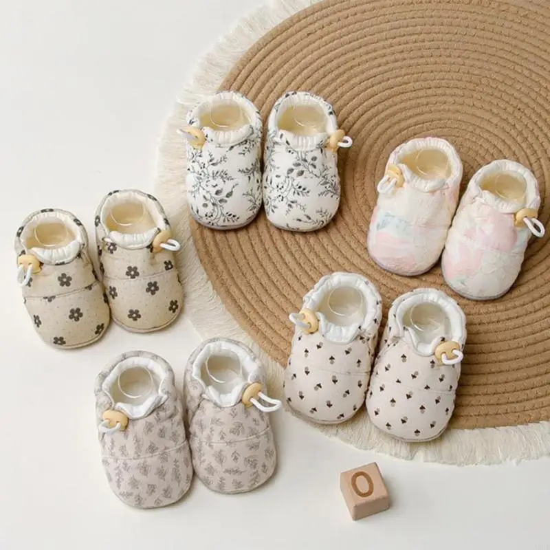 

1 Pair Cotton Padded Beginner Walking Shoes Slip Resistant Design Indoor Floor Shoes for Infant Foot Protections A2UB