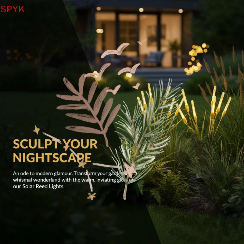 LED Solar Reed Garden Lights, Outdoor Waterproof Swaying Decorative Lamps for Patio, Yard & Pathway Landscape Lighting