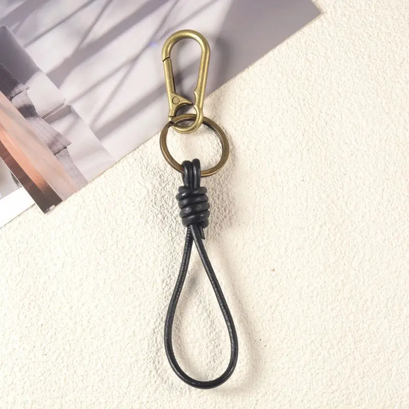 New Retro Handmade Leather Rope Key Chain Ornament Woven Cowhide Car Wallet Hanging Rope Key Ring Party Gift Jewelry
