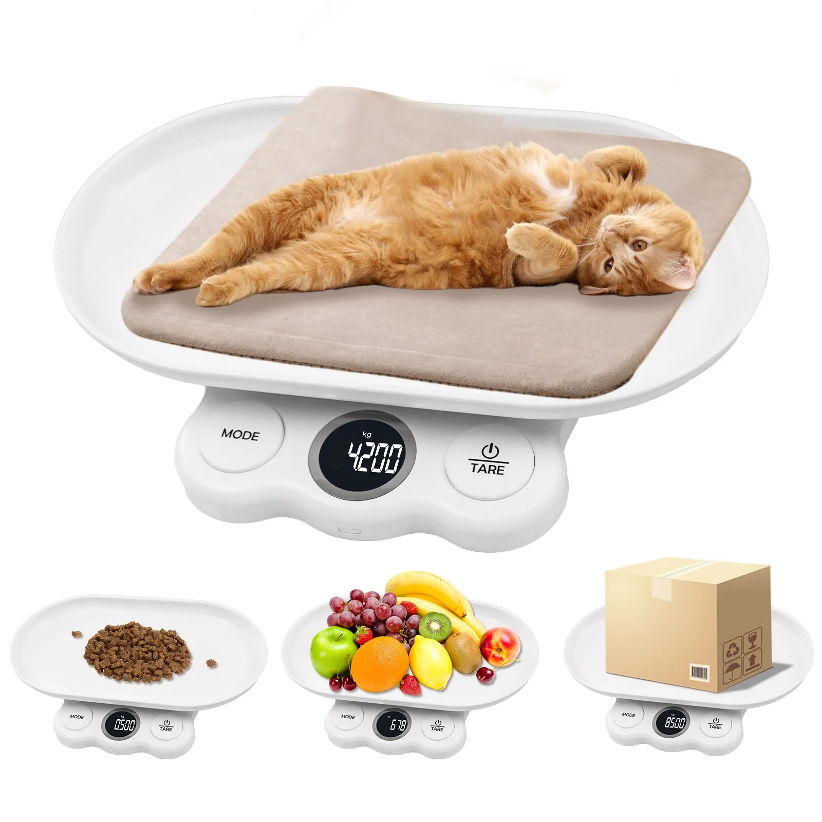 Digital Kitchen Scale Detachable Tray LCD Backlight Tare Function 7 Units Electronic Weight Scale for Small Cat Puppy Food Fruit