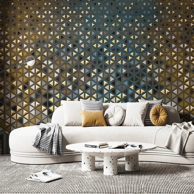 

Фотообои на заказ: геометрический 3D-рельеф с блестящими треугольниками для декора спальни и гостиной, флизелиновые обои-фреска