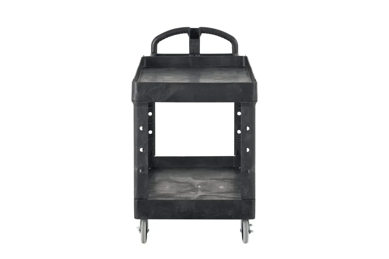 

[Hot Sale, Limited Stock!]Products 2-Shelf Utility/Service Cart, Medium, Black, Lipped Shelves, Ergonomic Handle, 500 Lbs Capaci
