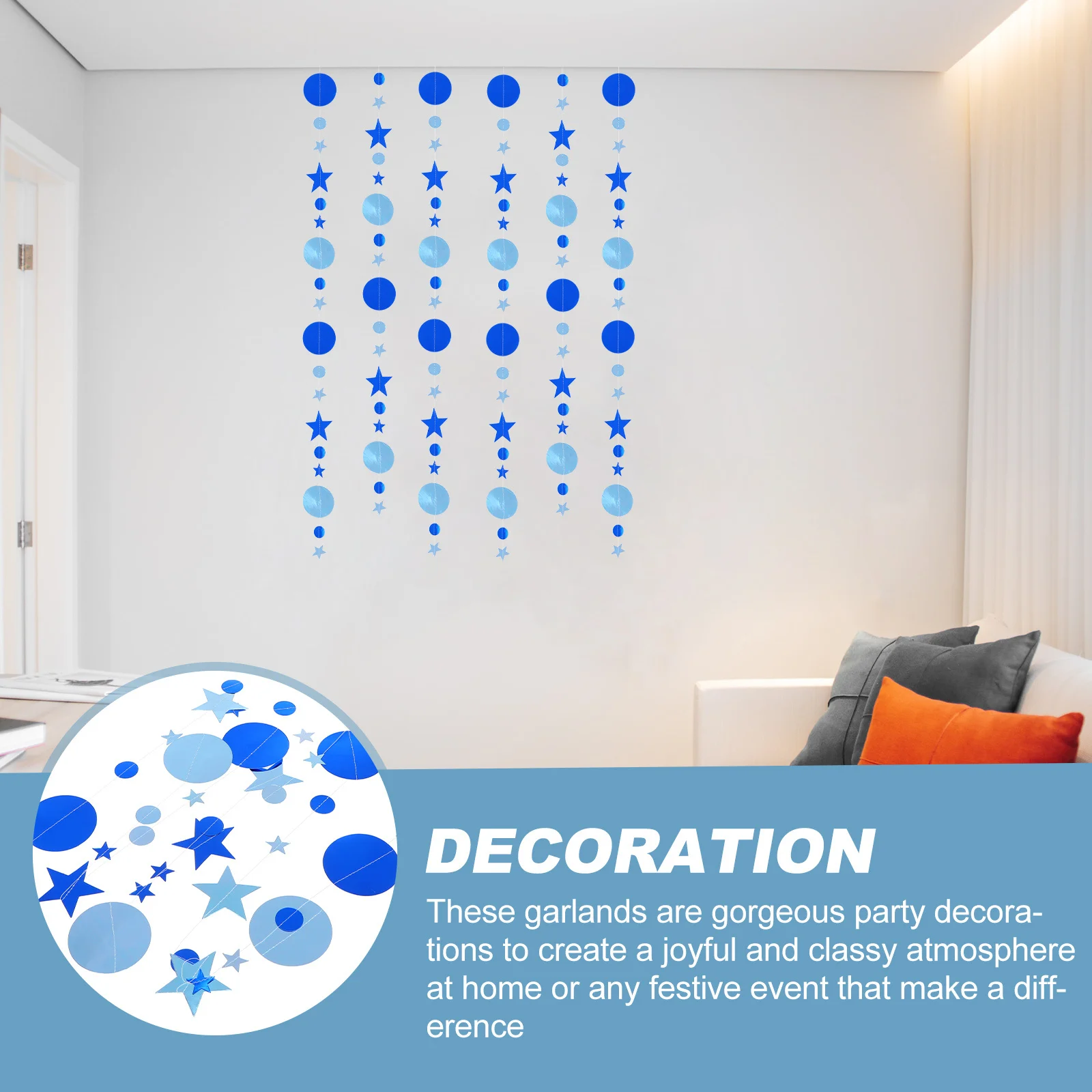 

3Pcs Christmas Party Decorations Garland Star Streamer Kit Glitter Banner for Wedding Holiday Background DIY Bling Hanging