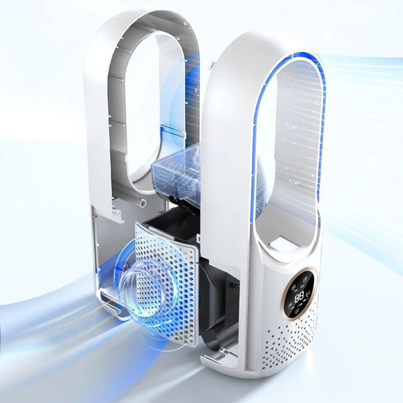 Raffreddatore d'aria ventilatore elettrico senza foglie aria fredda umidificazione atmosfera purificante Timer della luce velocità del vento a 6 velocità aria circolante