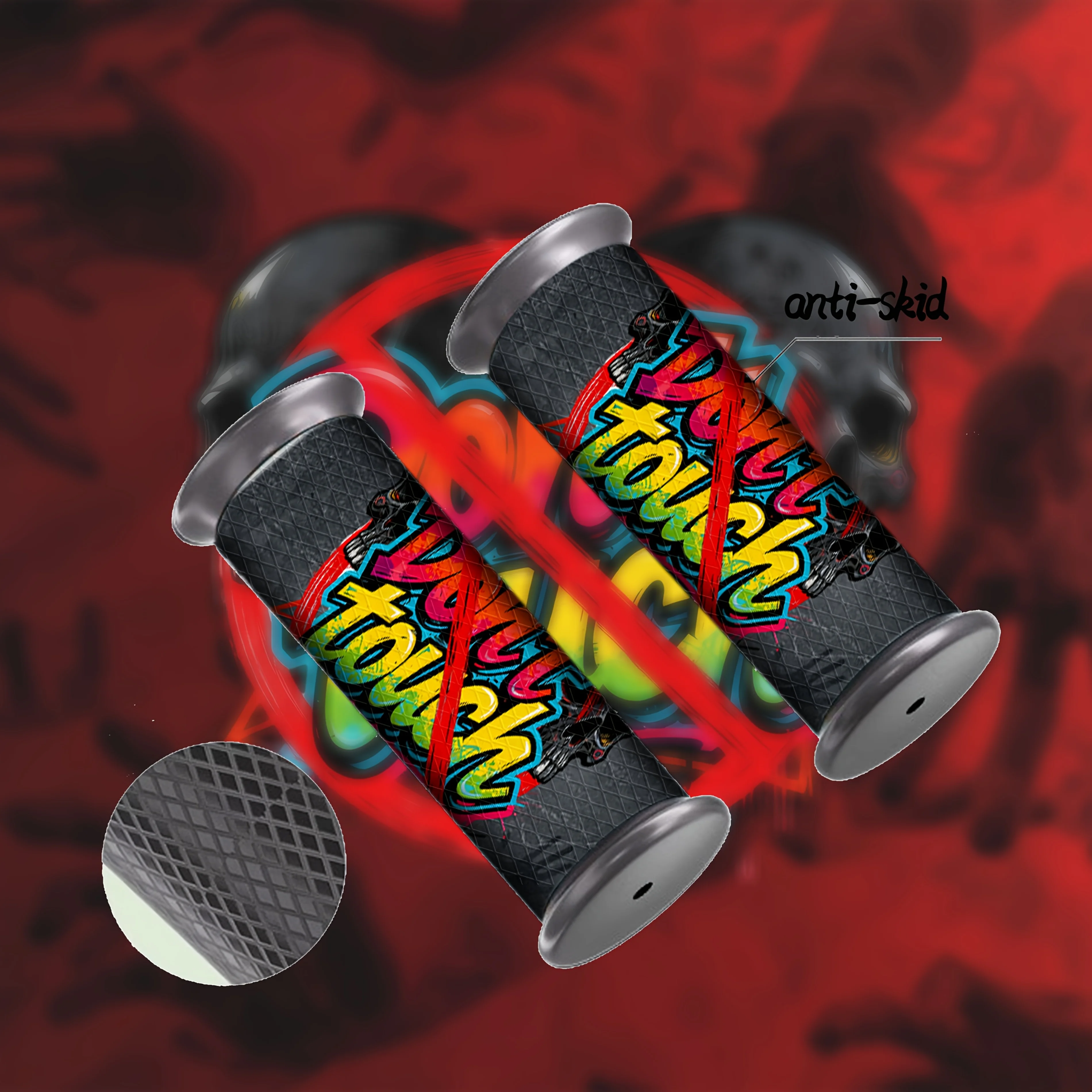 Don't Touch Graffiti Handlebar Vinyl Stickers, Waterproof Colorful Decals for Motorcycle Scooter E‑Bike Handle DIY Modification