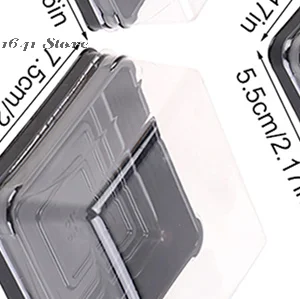 (NUEVO) Caja de plástico transparente cuadrada para 50 piezas de pastelitos de huevo, envases para muffins, contenedor para pastel de luna, embalaje para alimentos horneados
