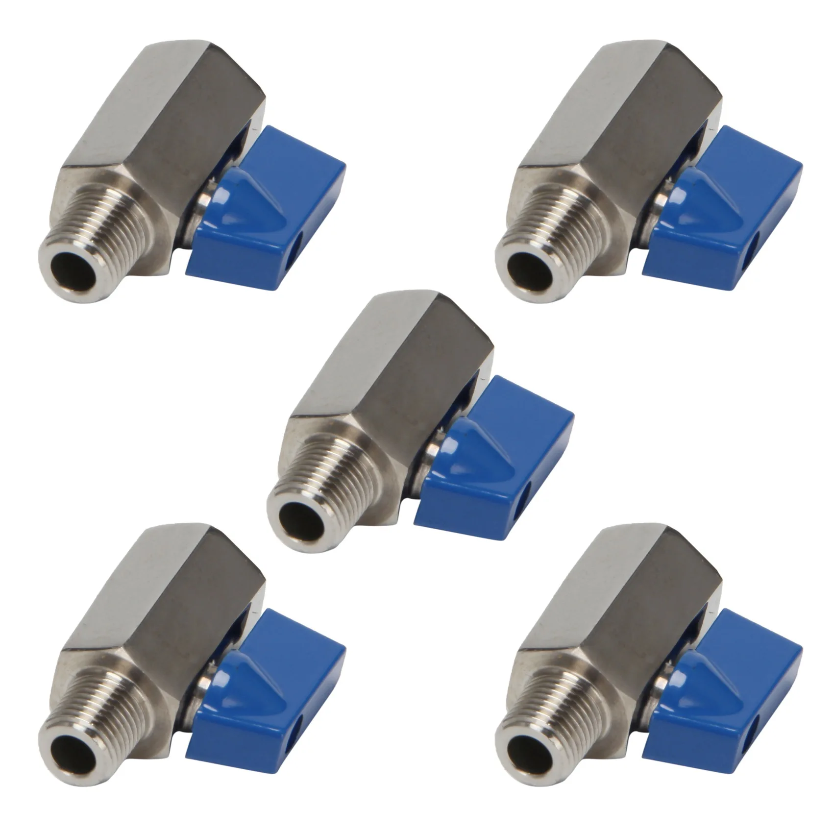 

5X Ball Valve 1/2 Inch 304 Stainless Steel Mini Ball Valve Female and Male NPT Great for Shower Head Flow Control Valve