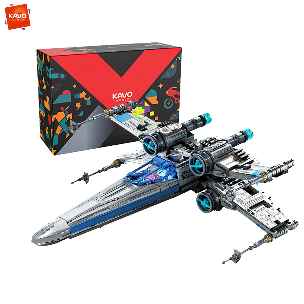

KAVOWORLD 1271PCS X-Wing Starfighter Building Blocks Highly Detailed Spaceship Model Collectible Desk Decor Education Kids Toys