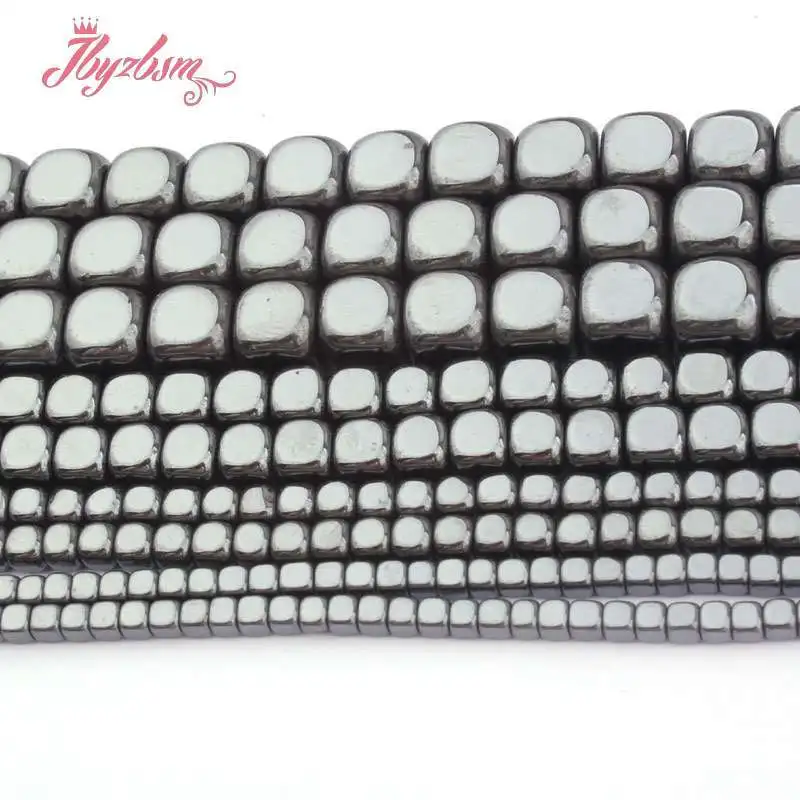 2/3/4/6mm Smooth Cube Suqare Natural Black ematite Natural Stone Spacer Beads 15 pollici per fai da te collana braccialetto creazione di gioielli