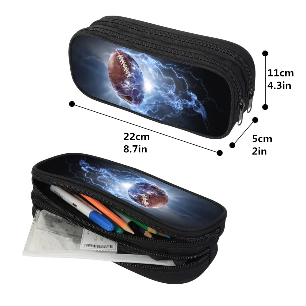 Trendy Creative Novelty Funny Sports Football Print 3pcs/Set Pupil School Bag Soccer Daypack Kids Backpack Lunch Bag Pencil Case