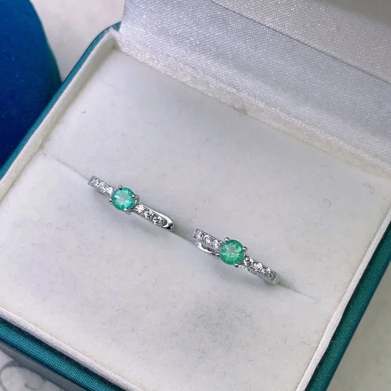 YULEM Natural Colombian Emerald Gemstone 3mm Earrings Real 925 Silver Earrings Fine Charm Jewelry for Women