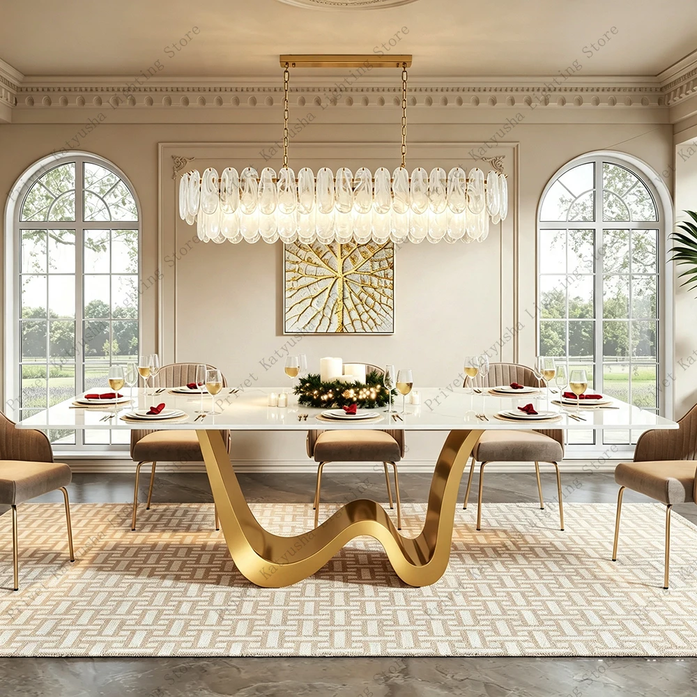 Modern Luxury Cloud Mist Glass Pendant Light, Vintage Light Fixture Upgrade Your Room Dining Table Exquisite Lamps Gold