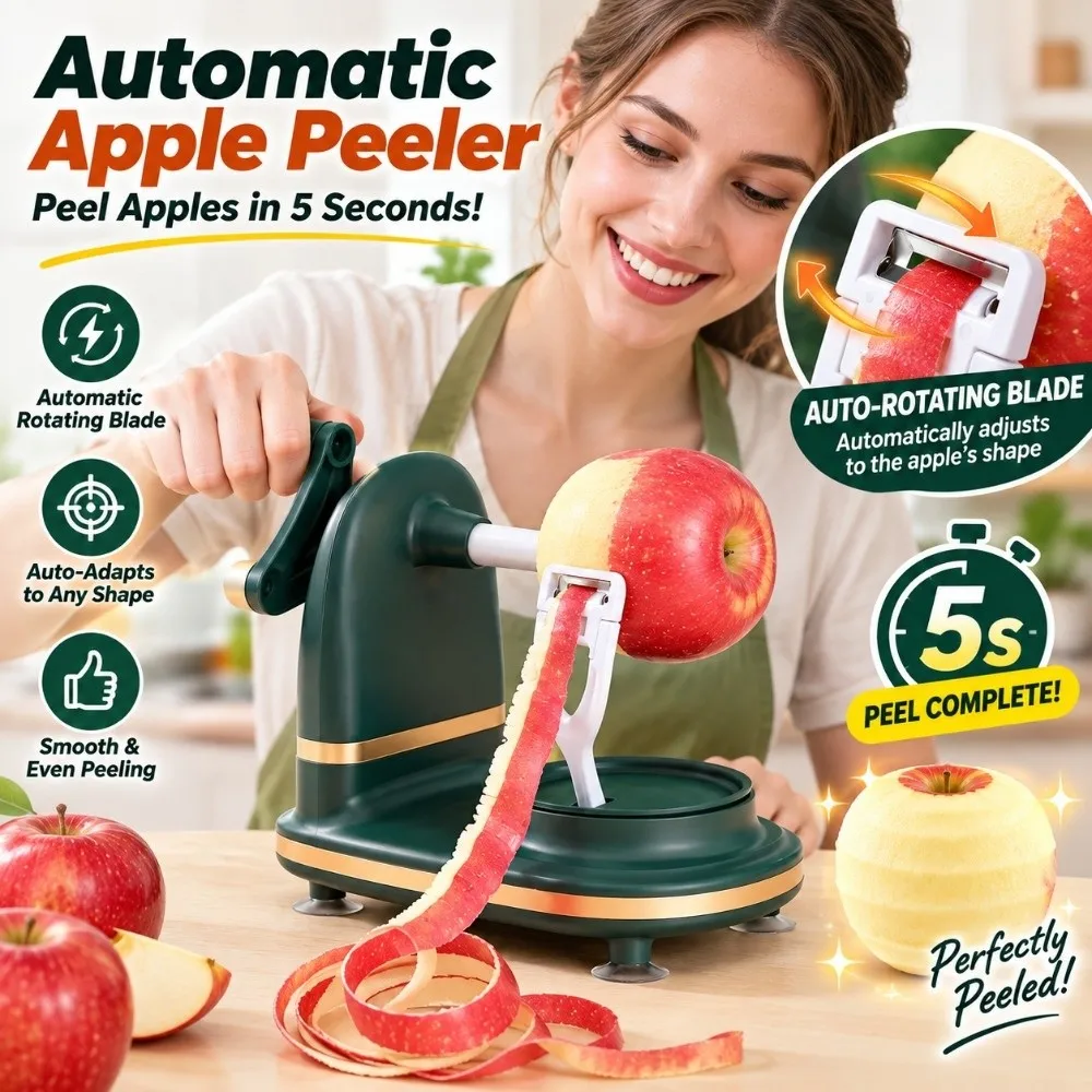 Automatic Rotating Hand Crank Apple Peeler Stainless Steel Non Slip Manual Fruit Peeler Blade Adjustable