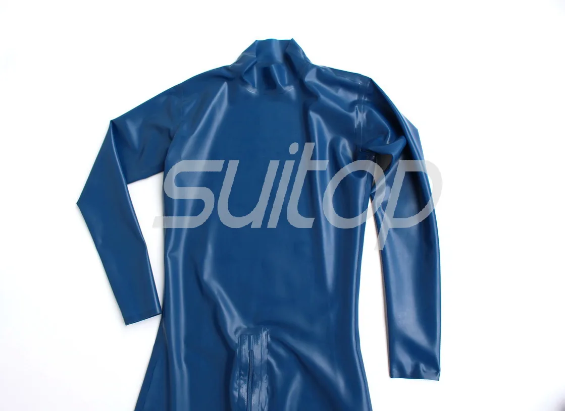 بدلة قطط مطاطية من اللاتكس مع رقبة بسحاب بين الرجلين أدخل مستوى جودة عالية صورة حقيقية باللون الأزرق