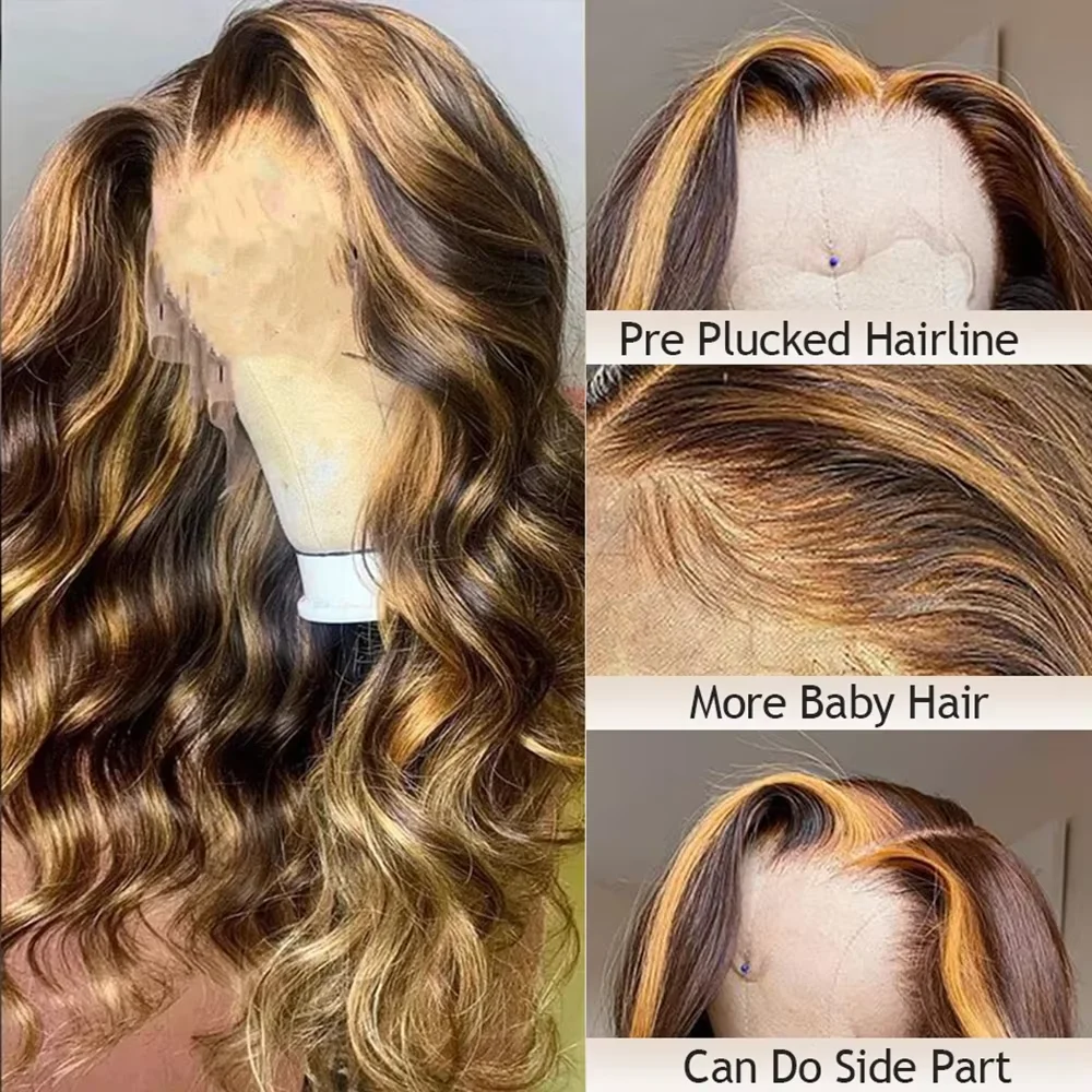 P4/27 Highlight Körper Welle Frontal Spitze Perücken Echthaar Perücke 4x4 5x5 Spitze Frontal Perücken burmesische Haar Keine Verwicklung Perücke Für Schwarze Frauen