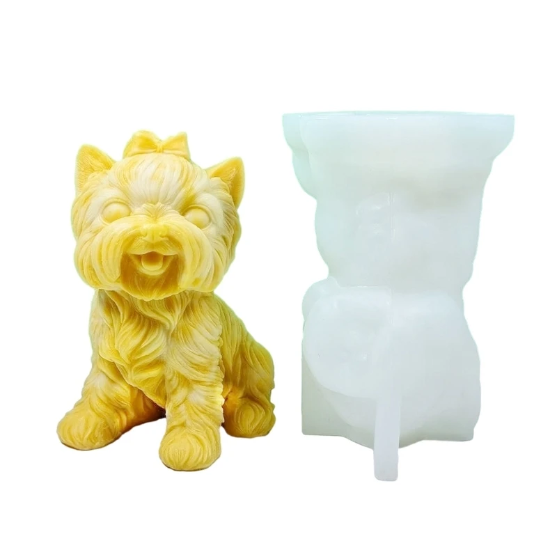 Decoração vela molde silicone resina epóxi sentado cão vela molde silicone