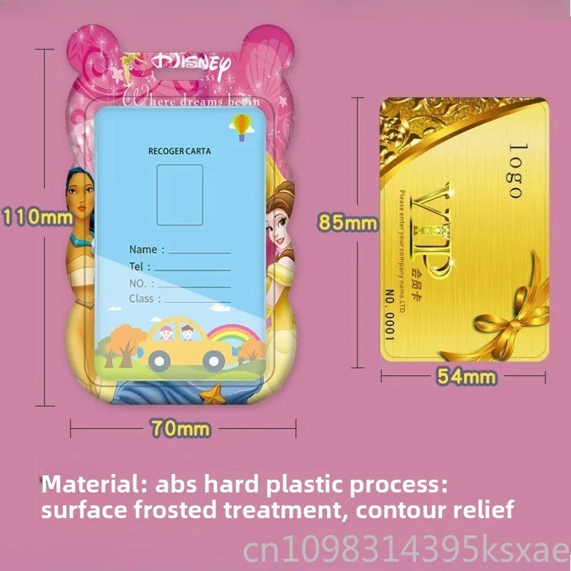 Porta carte Disney Princess di lusso con cordino lungo per bambini Studente Cartoon Design carino per il controllo degli accessi della scuola materna