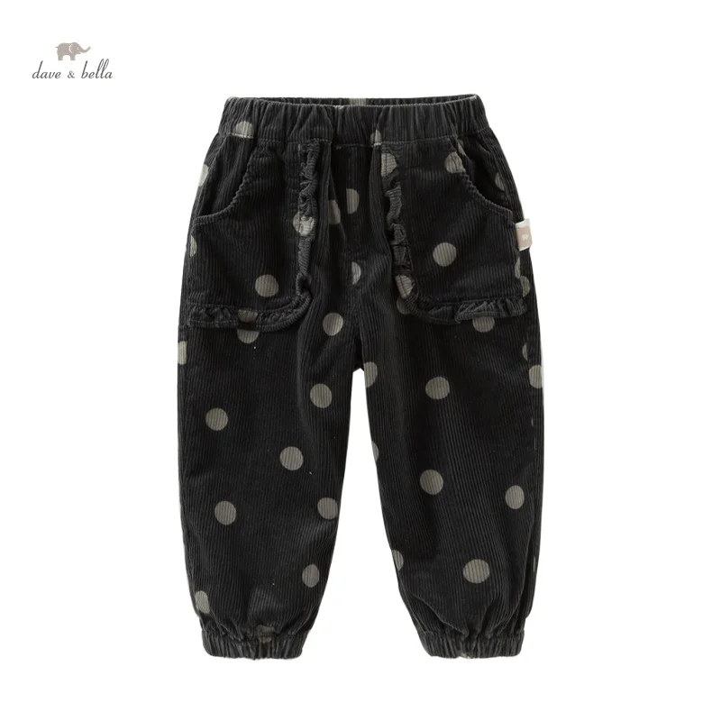 Dave Bella Autumn Girls Baby Trousers 2024 Fashion Sweet Cute Polka Dot Children's Pants Comfortable Casual Outdoor DB3242504