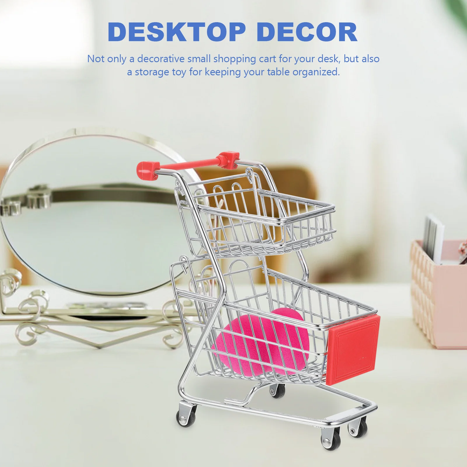 Mini Shopping Cart For Kids Mini Supermarket Cart Rounded Edges Durable Storage Container Desktop Decor Handcart