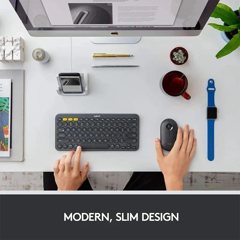 Logitech M350 Pebble - 1000 DPI, Bluetooth+2.4G Connectivity, Silent Clicks, 18-Month Battery, Lightweight Design