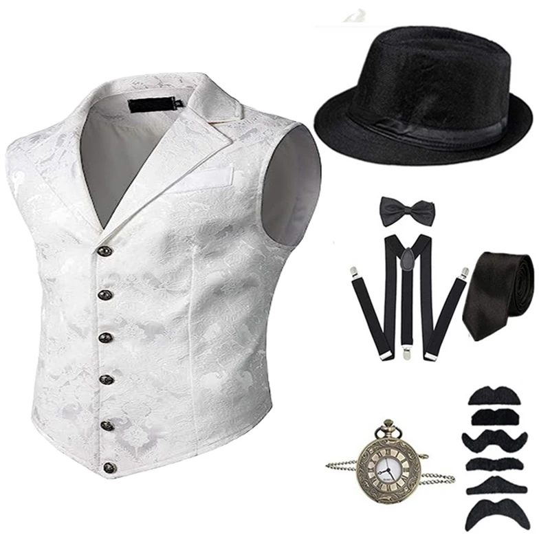 1920S Hot Selling Men\'s Gatsby Party Set Vintage Vest Fashion British Tank Top Casual Middle Ages Banquet Performance Dress