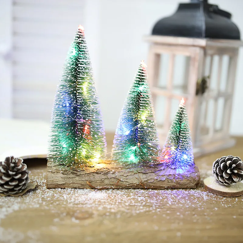 Desktop Christmas Tree Ornament Small Tree 20CM10CM Triple Joint Lamp Pine Needle Tree Christmas Decoration