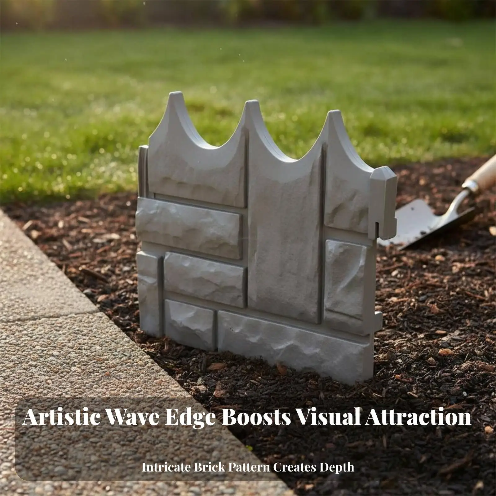 Faux Rock Garden Fence Panel for Yard Separation and Clean Border Plastic Edging for Mulch and Gravel