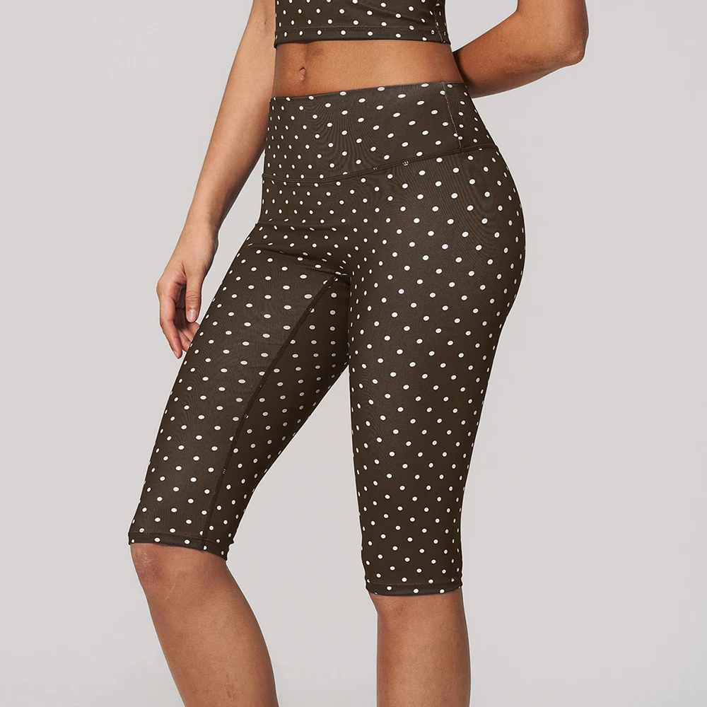 Polka Dot Yoga Capri Pants Women Sports Leggings Woman High Waist Push Up Gym Fitness Yoga Pants Running Athletic Legging Summer