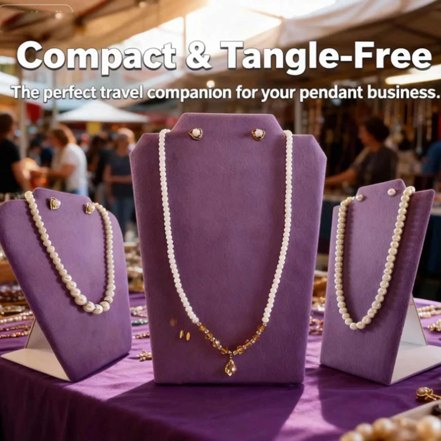 Light Purple Velvet Jewelry Necklace Display Stand Jewelry Display for Selling and Shows Ring pendant tray box