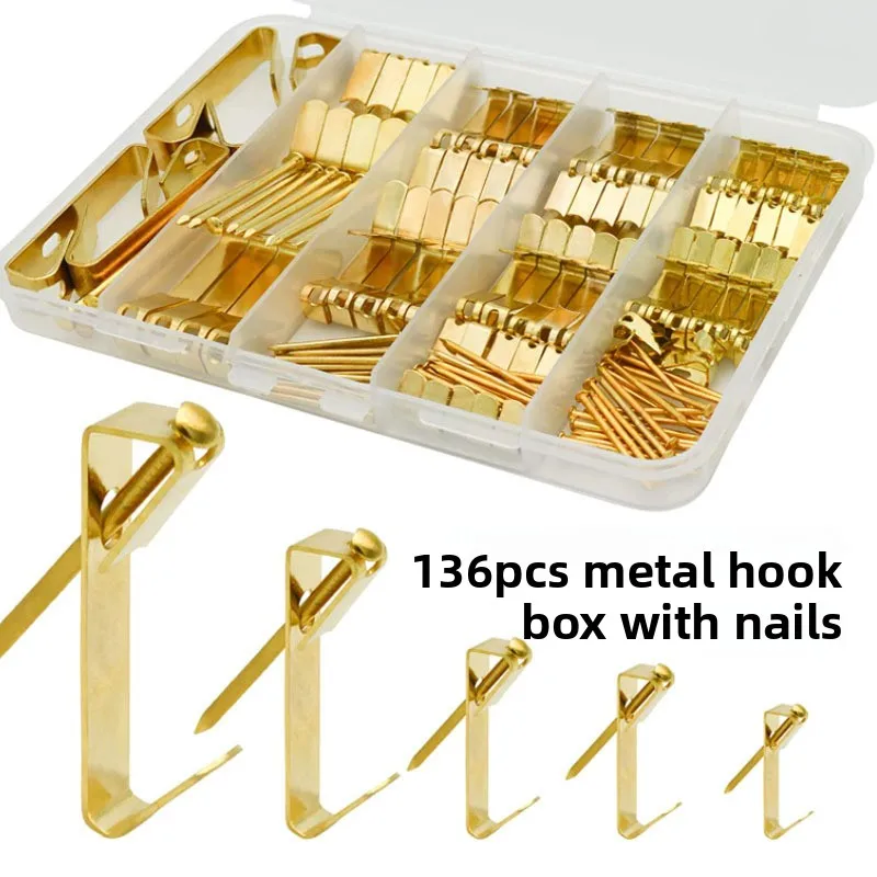 

136-piece Metal Picture Frame Hook Set for Hanging Pictures and Storing Items
