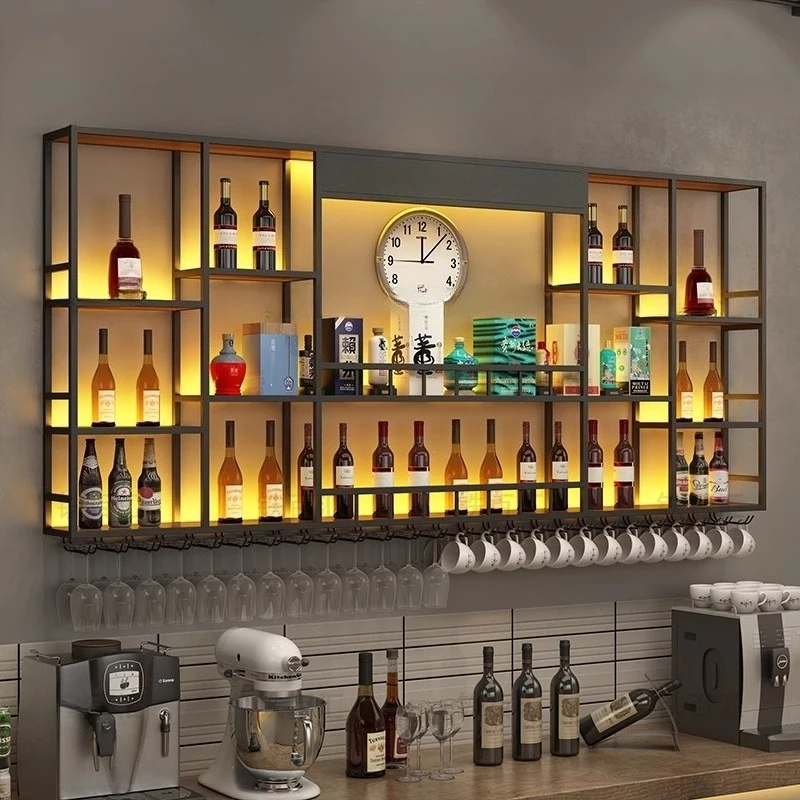 Bar wine cabinet against the wall Wall-mounted rack Restaurant wall Customized wine display High Quality