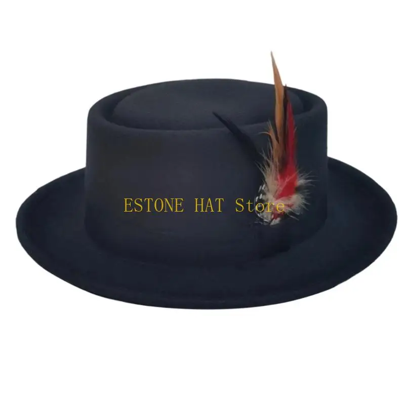 49MF Fedoras Hat with Design Flat Profile for Stage Use and Daily Outfit Looks