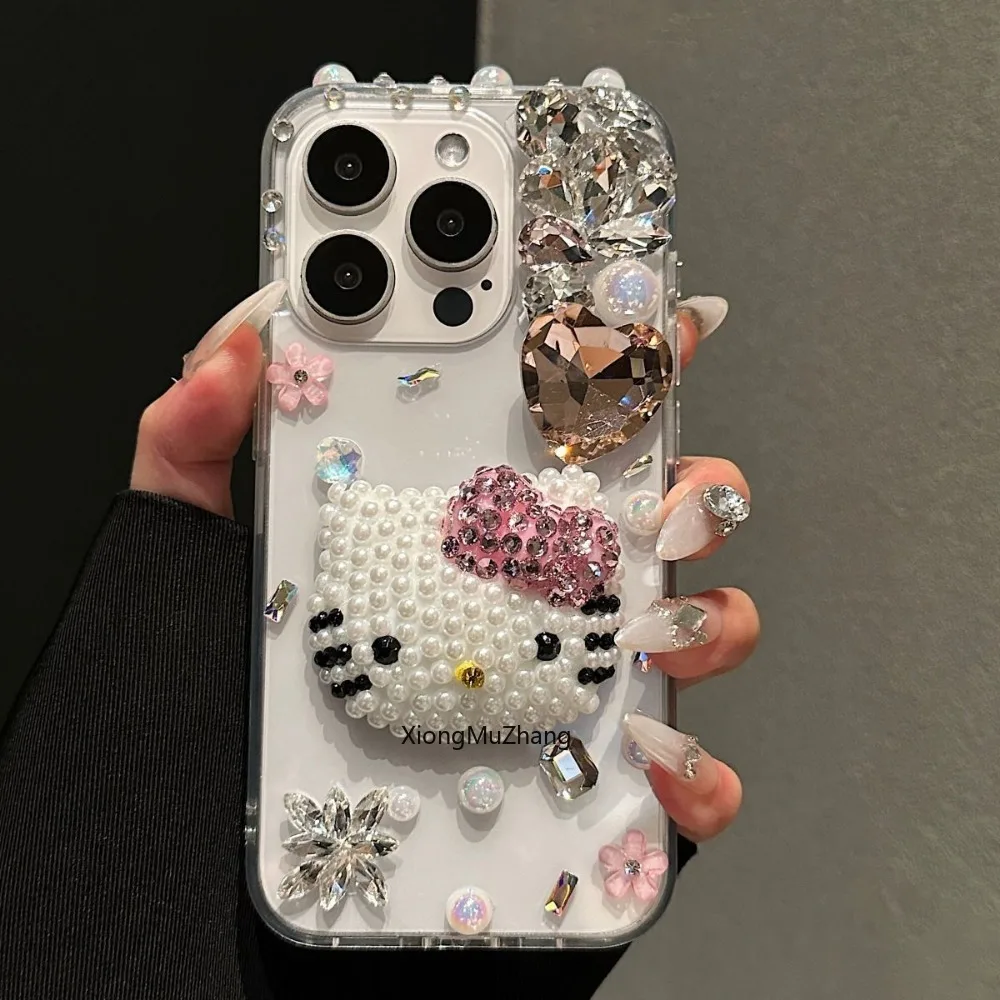 Sanrio Hello Kitty Diamond Flower Hülle für iPhone 18 15 Pro Max 17 16 14 13 Pro 12 11 Pro Max Modische Luxus-Schutzhülle – Detail 1