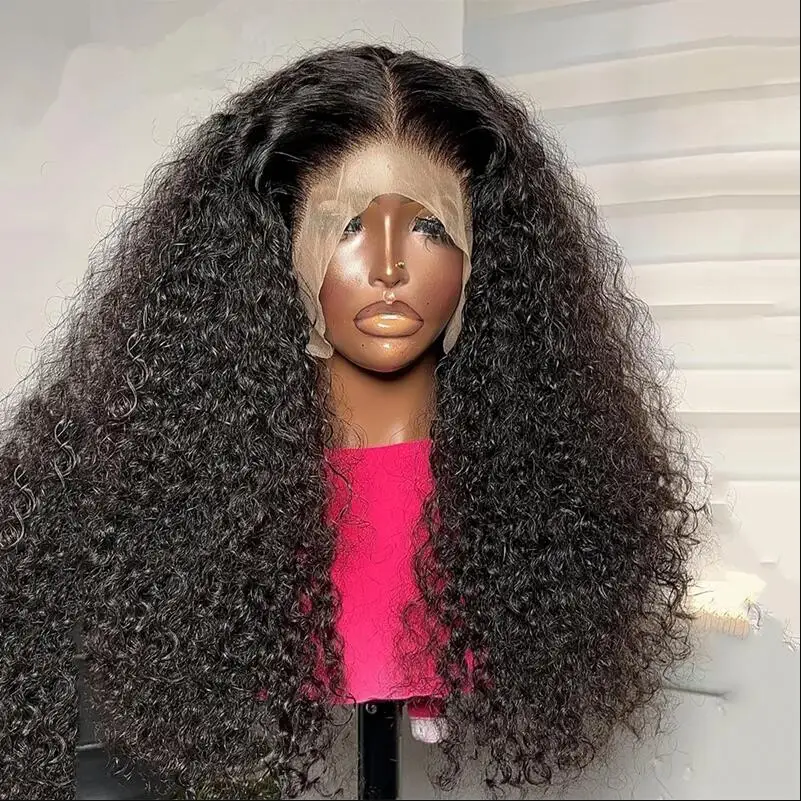 Soft 26“Long Kinky Curly 180Density Lace Front Wig For Black Women BabyHair Black Glueless Preplucked Heat Resistant Daily Wig